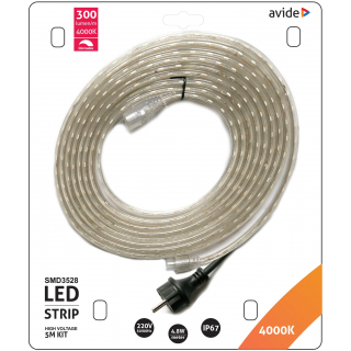 Avide LED Strip 220V 4.8W SMD3528 60LED 4000K IP67 5m